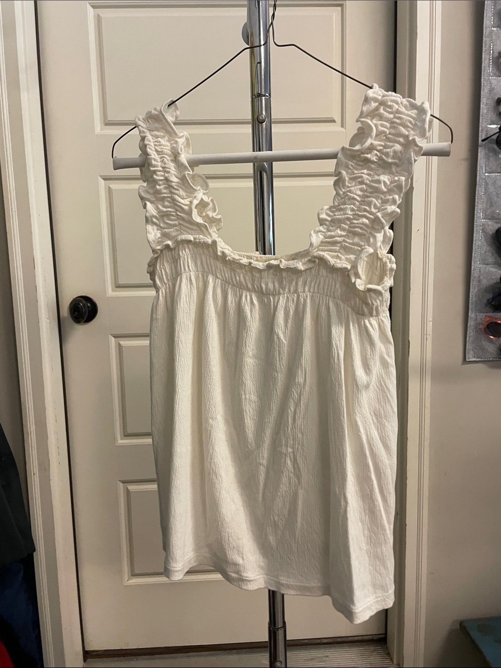Madewell Women's White Ruffle-Strap Tank Top